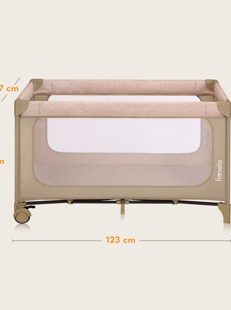 Lit parapluie 2en1 LIONELO Jasmin - Parc bébé - Pliage rapide - Roulettes - 0-36 mois - Poche Beige - Kiabi