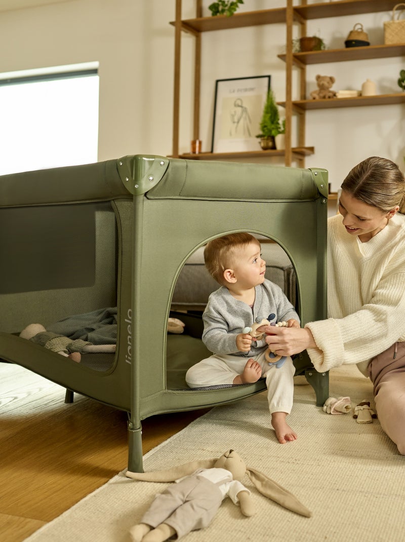 Lit parapluie 2en1 LIONELO Jasmin - Parc bébé - Pliage rapide - Roulettes - 0-36 mois - Poche Bleu - Kiabi