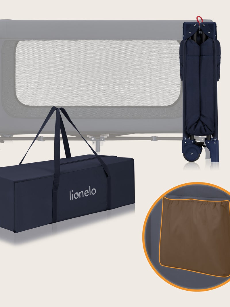 Lit parapluie 2en1 LIONELO Jasmin - Parc bébé - Pliage rapide - Roulettes - 0-36 mois - Poche Bleu - Kiabi