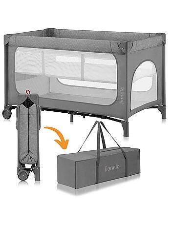 Lit parapluie 2en1 LIONELO Jasmin - Parc bébé - Pliage rapide - Roulettes - 0-36 mois - Poche