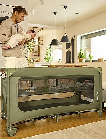 Lit parapluie 2en1 LIONELO Jasmin - Parc bébé - Pliage rapide - Roulettes - 0-36 mois - Poche