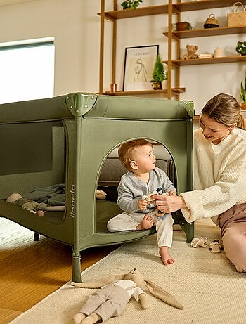 Lit parapluie 2en1 LIONELO Jasmin - Parc bébé - Pliage rapide - Roulettes - 0-36 mois - Poche