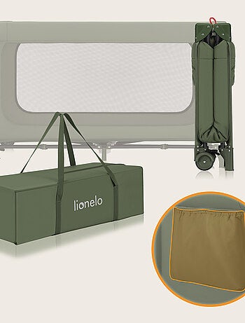 Lit parapluie 2en1 LIONELO Jasmin - Parc bébé - Pliage rapide - Roulettes - 0-36 mois - Poche