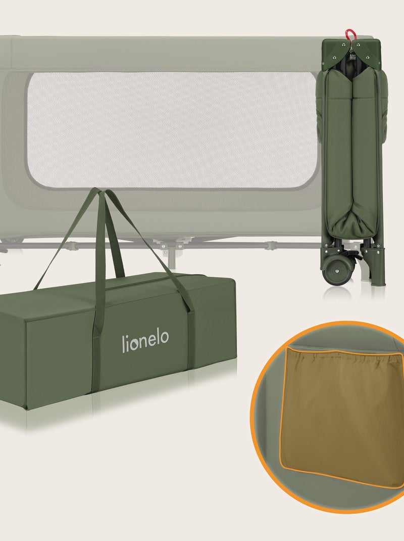 Lit parapluie 2en1 LIONELO Jasmin - Parc bébé - Pliage rapide - Roulettes - 0-36 mois - Poche Vert - Kiabi