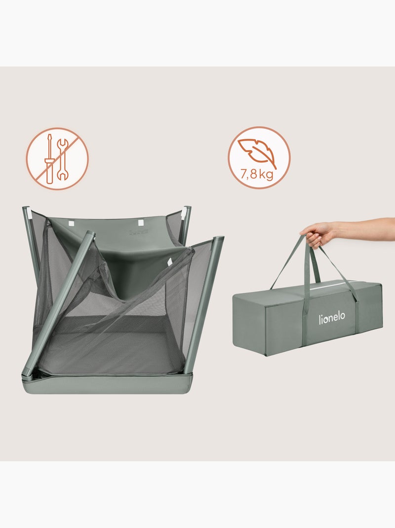 Lit parapluie 2en1 LIONELO Mila - Ultra légère - Lit bébé - 4cm matelas - Sac inclus Vert - Kiabi