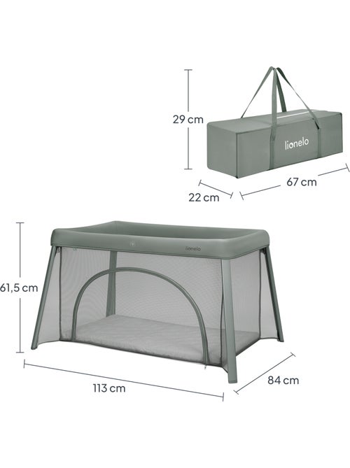 Lit parapluie 2en1 LIONELO Mila - Ultra légère - Lit bébé - 4cm matelas - Sac inclus - Kiabi Lit parapluie 2en1 LIONELO Mila - Ultra légère - Lit bébé - 4cm matelas - Sac inclus - Kiabi