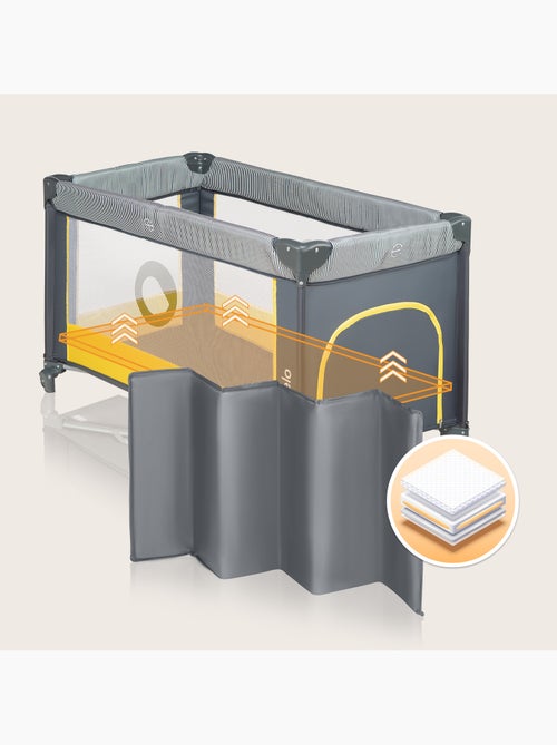 Lit parapluie 2en1 LIONELO Stefi - Parc bébé - 125 x 65 cm - Roulettes - 0-36 mois - Sac inclus - Kiabi