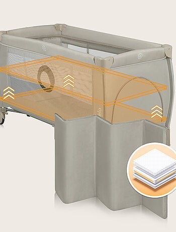 Lit parapluie 3en1 LIONELO Stefi Plus - Parc bébé - Matelas haute densité - Roulettes - 0-36 mois