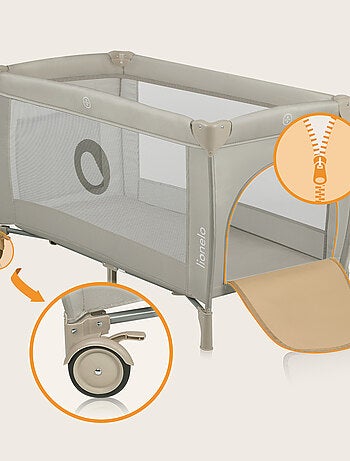 Lit parapluie 3en1 LIONELO Stefi Plus - Parc bébé - Matelas haute densité - Roulettes - 0-36 mois