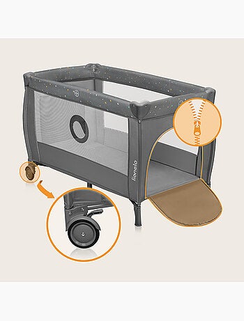 Lit parapluie 3en1 LIONELO Stefi Plus - Parc bébé - Matelas haute densité - Roulettes - 0-36 mois