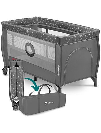 Lit parapluie 3en1 LIONELO Stefi Plus - Parc bébé - Matelas haute densité - Roulettes - 0-36 mois