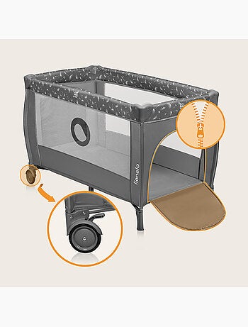 Lit parapluie 3en1 LIONELO Stefi Plus - Parc bébé - Matelas haute densité - Roulettes - 0-36 mois