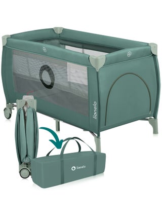 Lit parapluie 2en1 LIONELO Stefi Plus - Parc bébé - Matelas haute densité - Roulettes - 0-36 mois