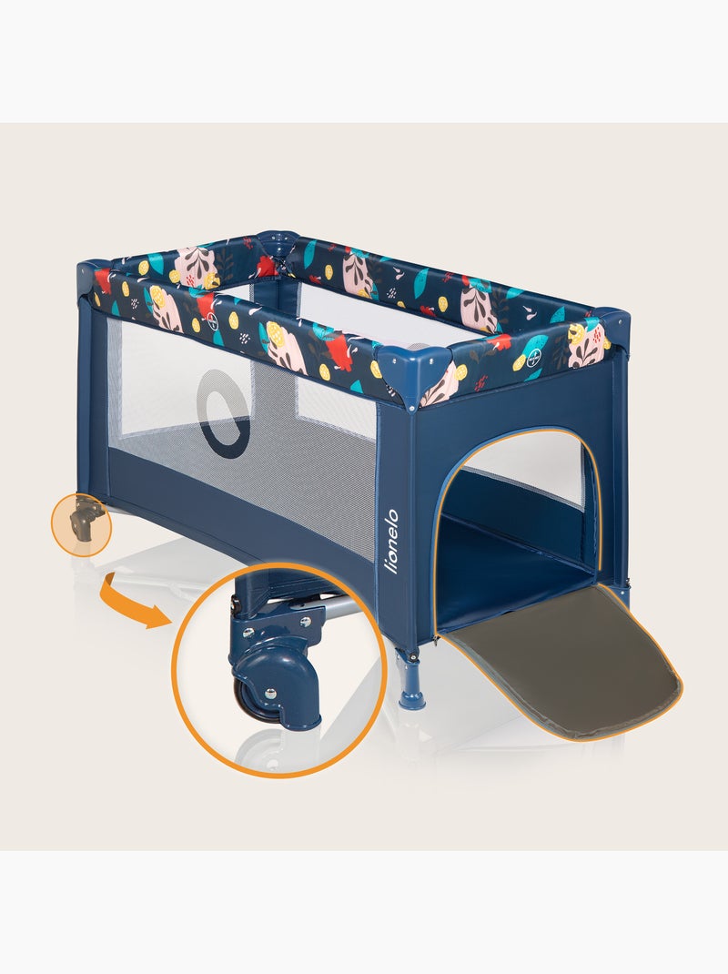 Lit parapluie 2en1LIONELO Stefi - Parc bébé - 125 x 65 cm - Roulettes - 0-36 mois - Sac inclus Bleu - Kiabi