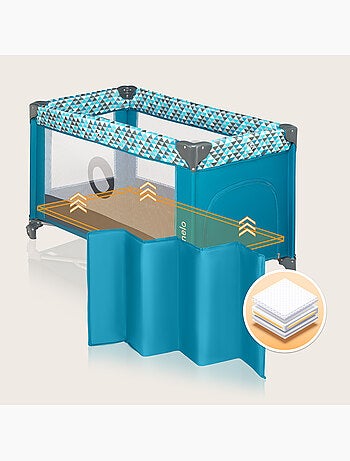 Lit parapluie 2en1LIONELO Stefi - Parc bébé - 125 x 65 cm - Roulettes - 0-36 mois - Sac inclus