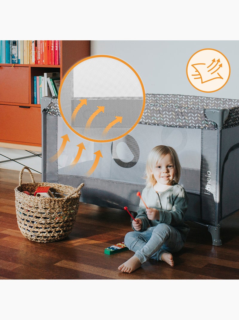 Lit parapluie 2en1LIONELO Stefi - Parc bébé - 125 x 65 cm - Roulettes - 0-36 mois - Sac inclus Gris - Kiabi