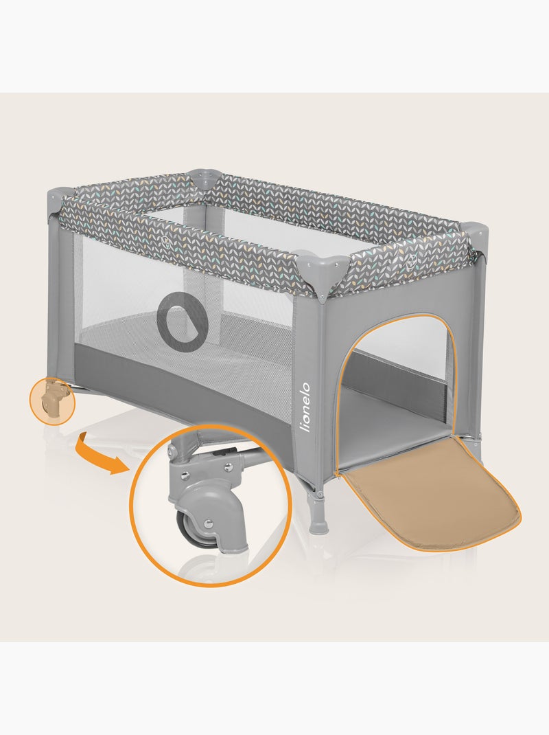 Lit parapluie 2en1LIONELO Stefi - Parc bébé - 125 x 65 cm - Roulettes - 0-36 mois - Sac inclus Gris - Kiabi