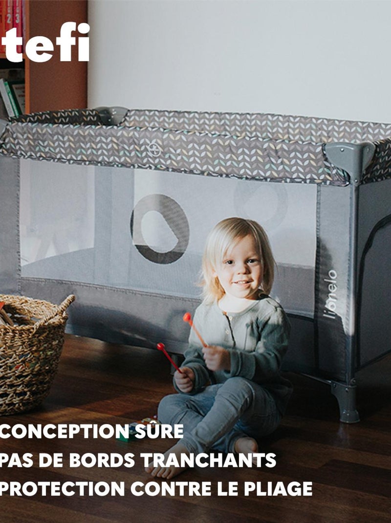 Lit parapluie 2en1LIONELO Stefi - Parc bébé - 125 x 65 cm - Roulettes - 0-36 mois - Sac inclus Gris Jaune - Kiabi