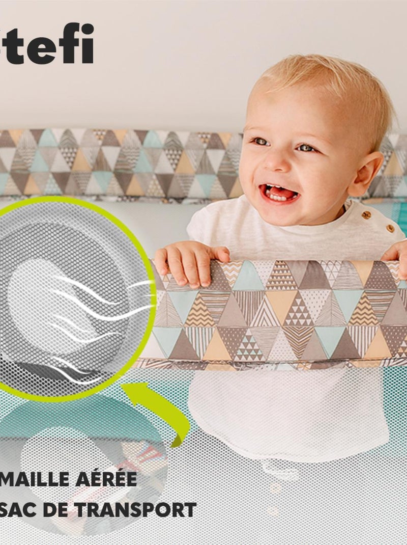 Lit parapluie 2en1LIONELO Stefi - Parc bébé - 125 x 65 cm - Roulettes - 0-36 mois - Sac inclus Gris Jaune - Kiabi