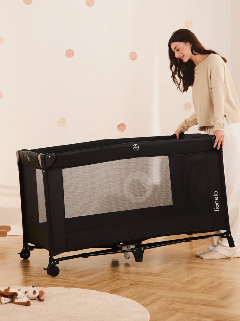 Lit parapluie 2en1LIONELO Stefi - Parc bébé - 125 x 65 cm - Roulettes - 0-36 mois - Sac inclus Noir - Kiabi