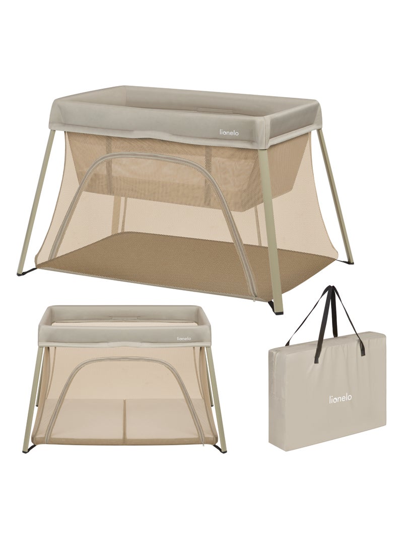 Lit parapluie 3en1 LIONELO Alice - Ultra légère - Lit bébé - Parc bébé - 3cm matelas - Sac inclus Beige - Kiabi