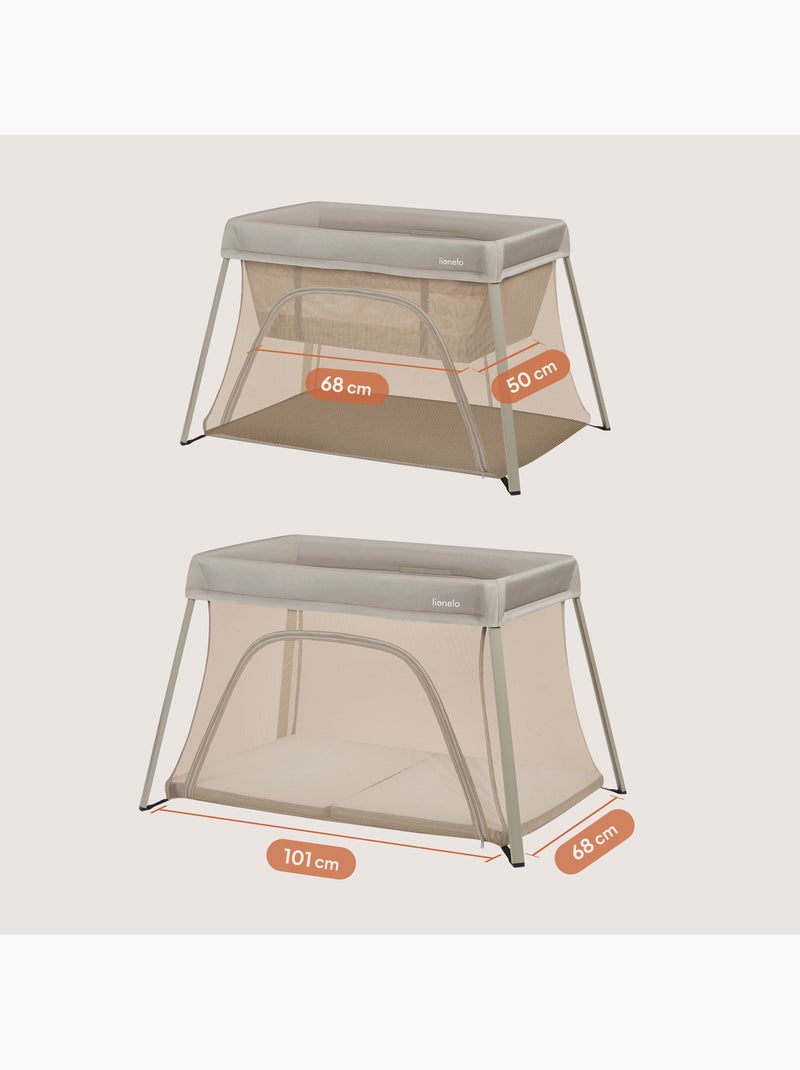 Lit parapluie 3en1 LIONELO Alice - Ultra légère - Lit bébé - Parc bébé - 3cm matelas - Sac inclus Beige - Kiabi