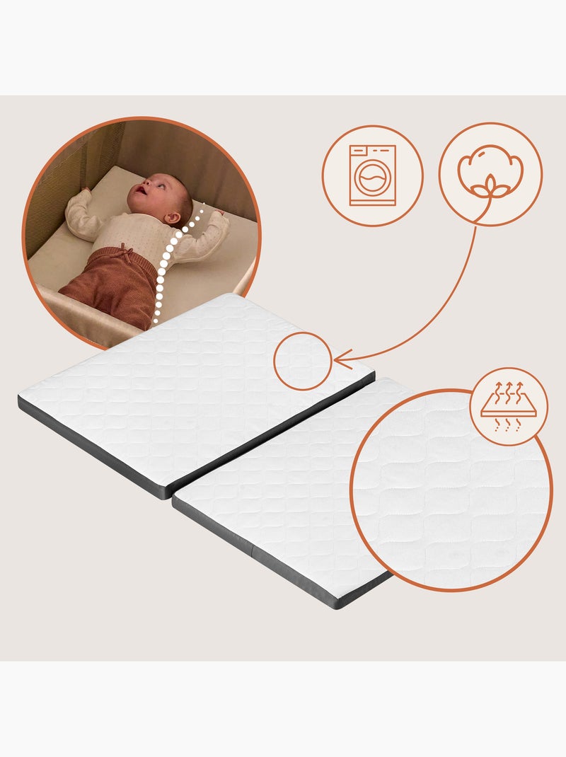Lit parapluie 3en1 LIONELO Alice - Ultra légère - Lit bébé - Parc bébé - 3cm matelas - Sac inclus Gris - Kiabi