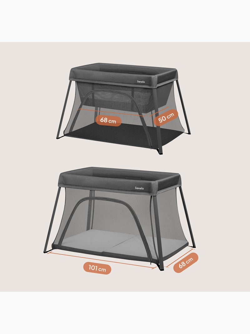 Lit parapluie 3en1 LIONELO Alice - Ultra légère - Lit bébé - Parc bébé - 3cm matelas - Sac inclus Gris - Kiabi