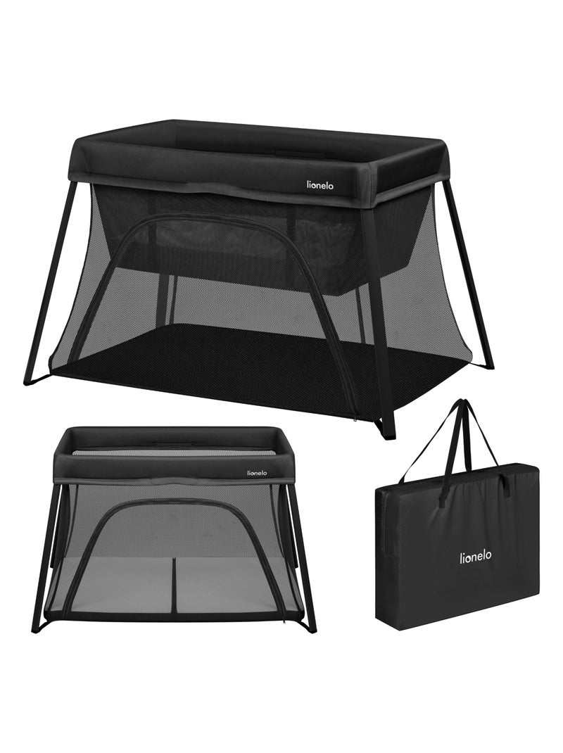 Lit parapluie 3en1 LIONELO Alice - Ultra légère - Lit bébé - Parc bébé - 3cm matelas - Sac inclus Noir - Kiabi