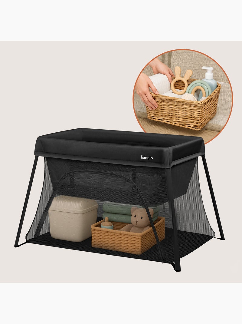 Lit parapluie 3en1 LIONELO Alice - Ultra légère - Lit bébé - Parc bébé - 3cm matelas - Sac inclus Noir - Kiabi