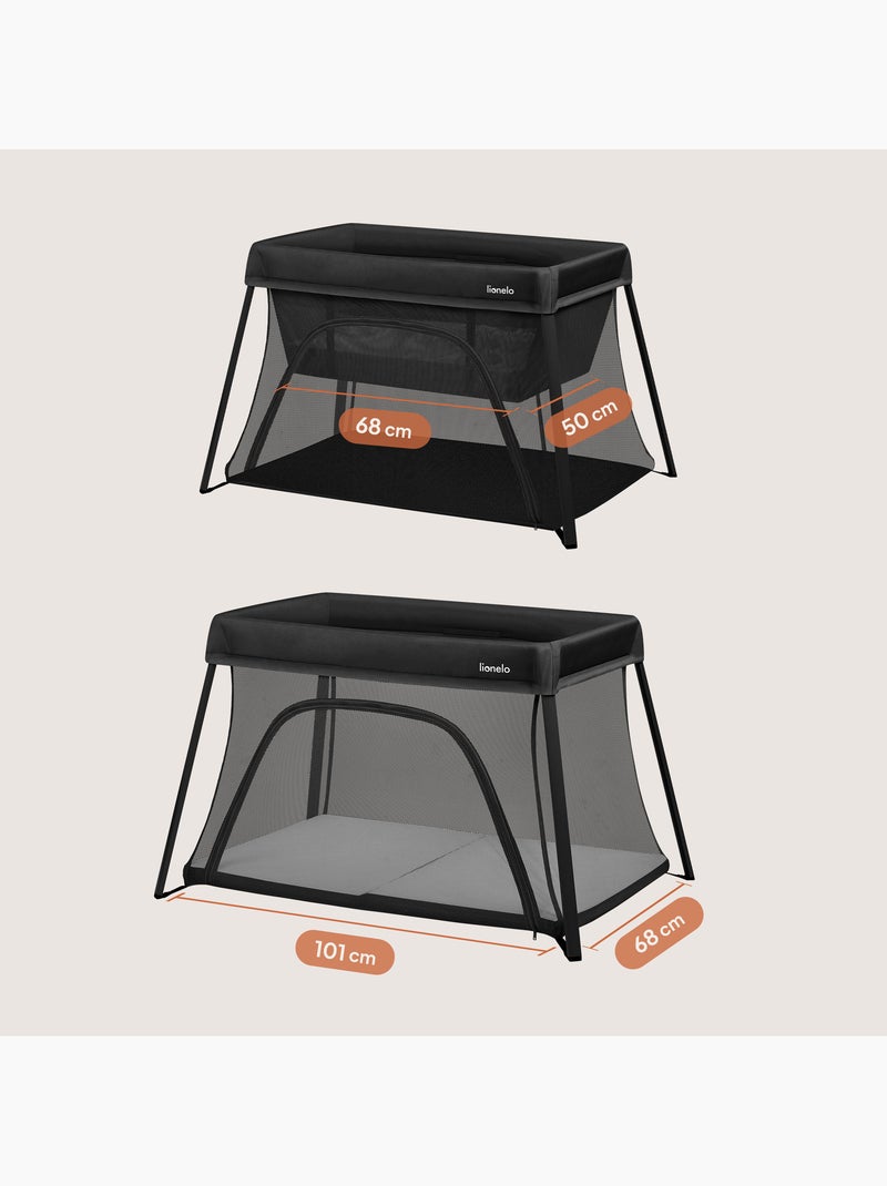 Lit parapluie 3en1 LIONELO Alice - Ultra légère - Lit bébé - Parc bébé - 3cm matelas - Sac inclus Noir - Kiabi