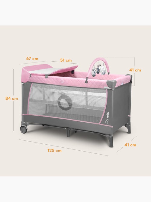 Lit parapluie 3en1 LIONELO Flower - Parc bébé - 0-36 mois - Pliage rapide - Roulettes - Kiabi