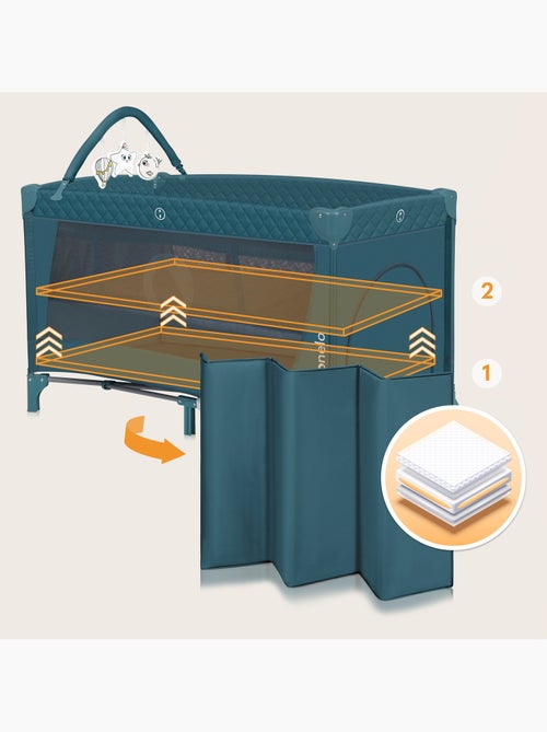 Lit parapluie 3en1 LIONELO Flower - Parc bébé - 0-36 mois - Pliage rapide - Roulettes - Kiabi