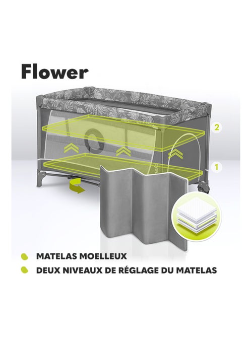 Lit parapluie 3en1 LIONELO Flower - Parc bébé - 0-36 mois - Pliage rapide - Roulettes - Kiabi
