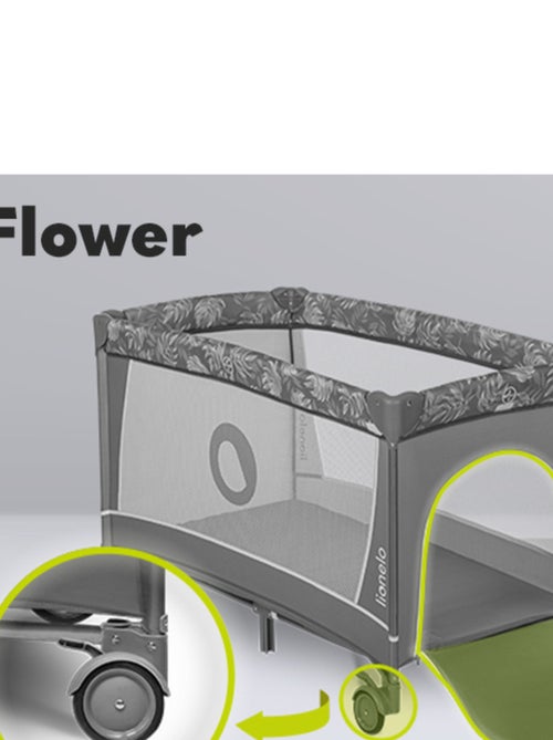 Lit parapluie 3en1 LIONELO Flower - Parc bébé - 0-36 mois - Pliage rapide - Roulettes - Kiabi