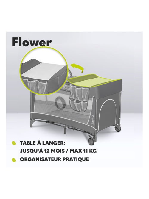 Lit parapluie 3en1 LIONELO Flower - Parc bébé - 0-36 mois - Pliage rapide - Roulettes - Kiabi