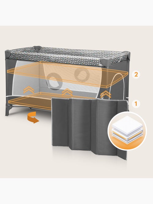 Lit parapluie 3en1 LIONELO Flower - Parc bébé - 0-36 mois - Pliage rapide - Roulettes - Kiabi