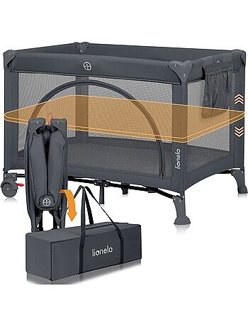 Lit parapluie 3en1 LIONELO Laura - Parc bébé - Matelas haute densité - Roulettes - 0-36 mois