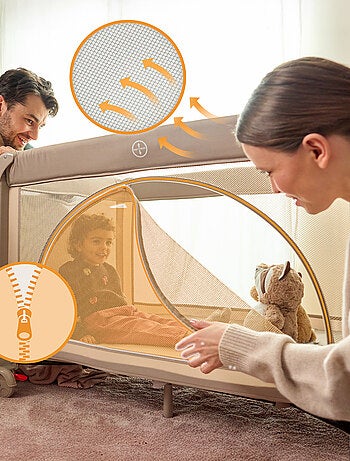 Lit parapluie 3en1 LIONELO Laura - Parc bébé - Matelas haute densité - Roulettes - 0-36 mois