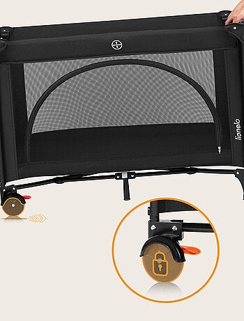 Lit parapluie 3en1 LIONELO Laura - Parc bébé - Matelas haute densité - Roulettes - 0-36 mois