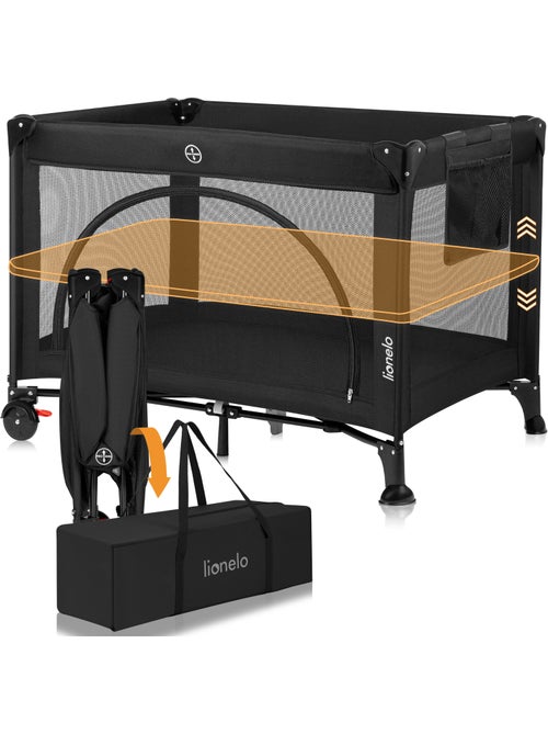 Lit parapluie 3en1 LIONELO Laura - Parc bébé - Matelas haute densité - Roulettes - 0-36 mois - Kiabi