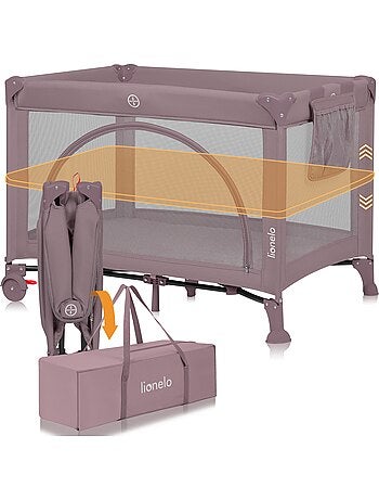 Lit parapluie 3en1 LIONELO Laura - Parc bébé - Matelas haute densité - Roulettes - 0-36 mois