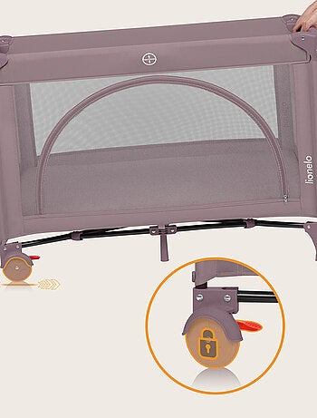 Lit parapluie 3en1 LIONELO Laura - Parc bébé - Matelas haute densité - Roulettes - 0-36 mois