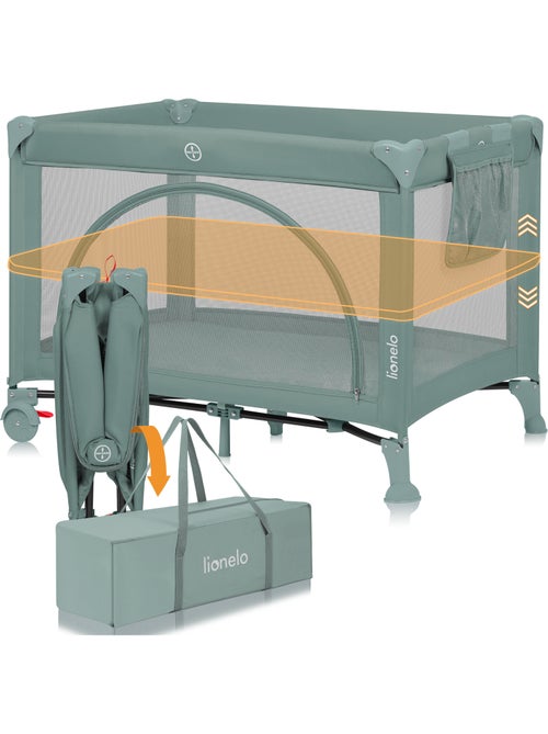 Lit parapluie 3en1 LIONELO Laura - Parc bébé - Matelas haute densité - Roulettes - 0-36 mois - Kiabi