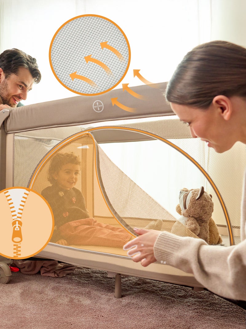 Lit parapluie 3en1 LIONELO Laura - Parc bébé - Matelas haute densité - Roulettes - 0-36 mois Vert - Kiabi