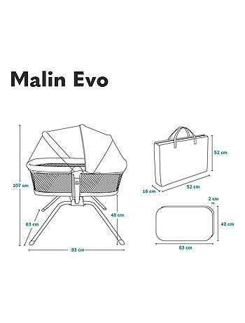 Berceau et Lit Bébé LIONELO Malin - Lit parapluie - Jusqu'à 9kg - Avec matelas - Sac de transport