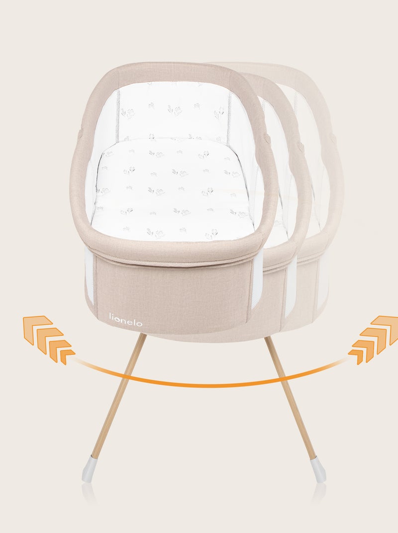 Lit parapluie 3en1 LIONELO Malin Evo - Berceau - Roulettes - Matelas inclus - Sac Blanc Beige - Kiabi