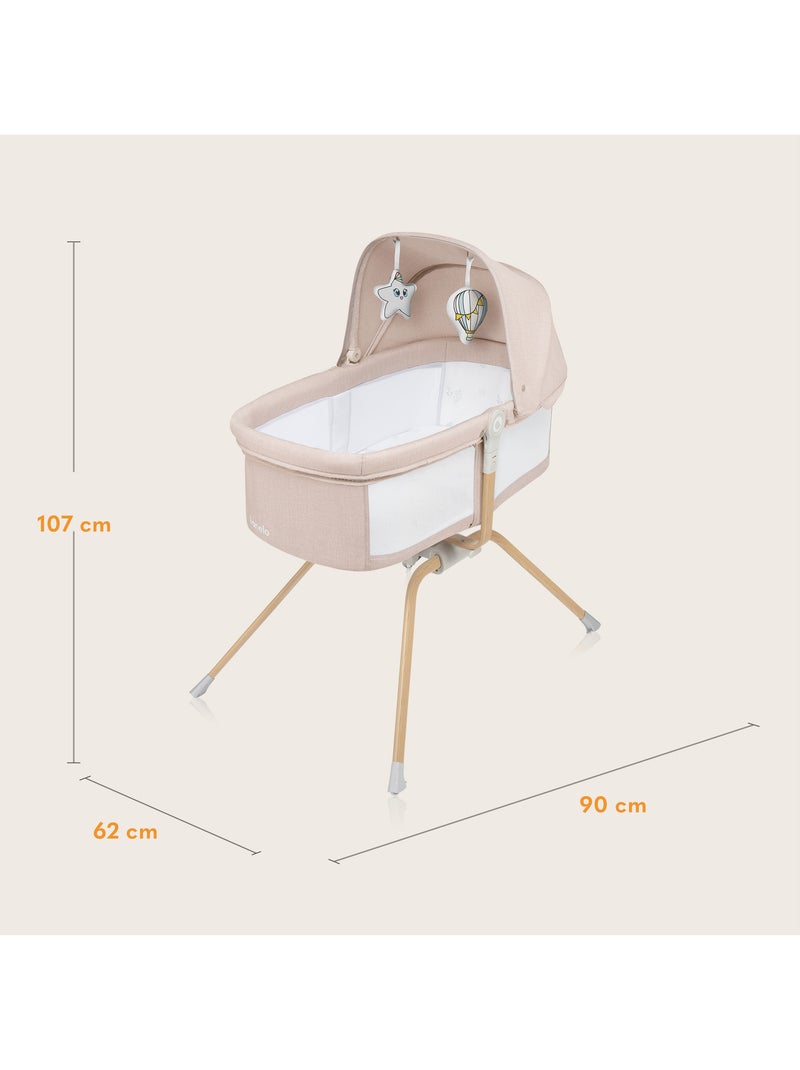 Lit parapluie 3en1 LIONELO Malin Evo - Berceau - Roulettes - Matelas inclus - Sac Blanc Beige - Kiabi