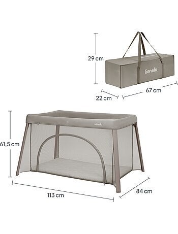 Lit parapluie 3en1 LIONELO Mila - Ultra légère - Lit bébé - Parc bébé - 4cm matelas - Sac inclus