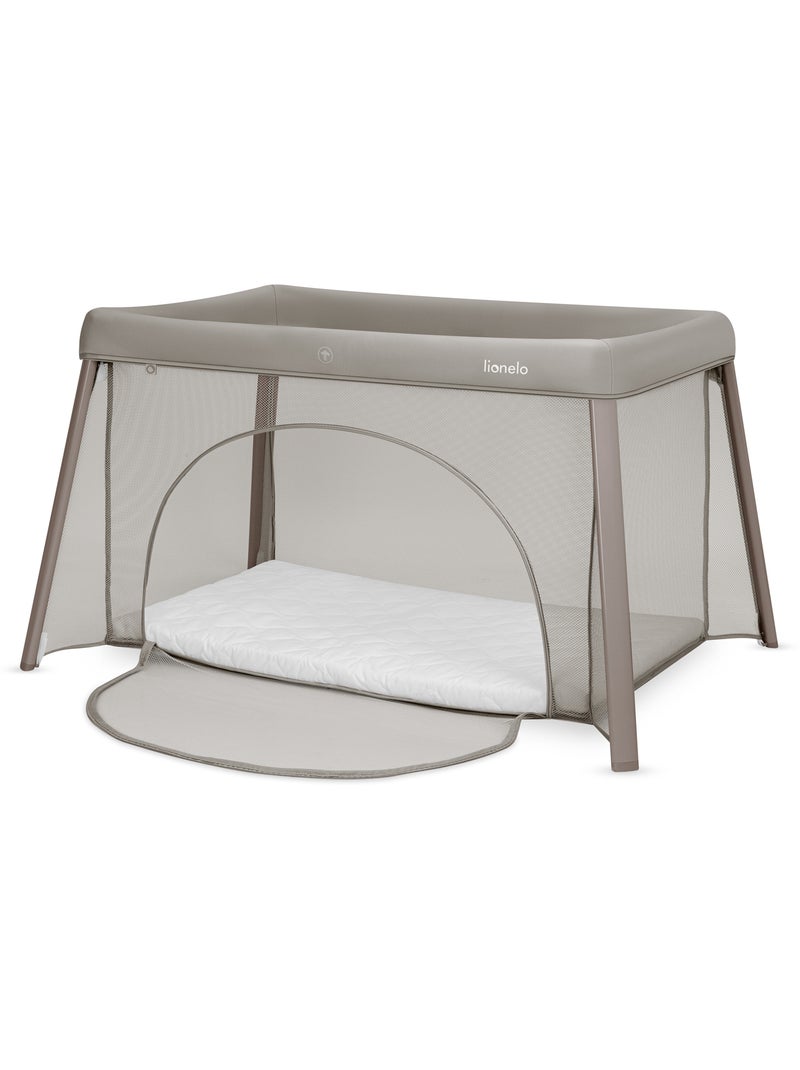 Lit parapluie 3en1 LIONELO Mila - Ultra légère - Lit bébé - Parc bébé - 4cm matelas - Sac inclus Beige - Kiabi